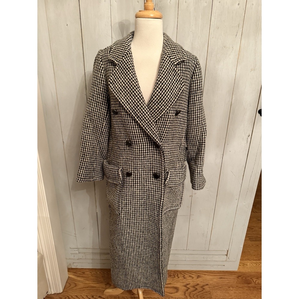 Vintage Yves Saint Laurent YSL Plaid Wool Coat Winter Longer Style Sz-36(4-6) - Picture 2 of 13